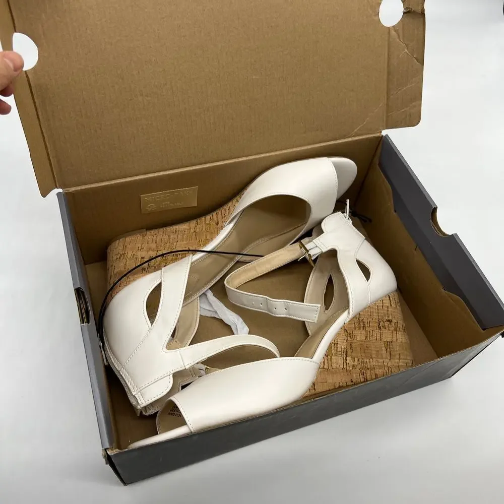 Liz Claiborne Womens Octavia Wedge Sandals White Size 11M